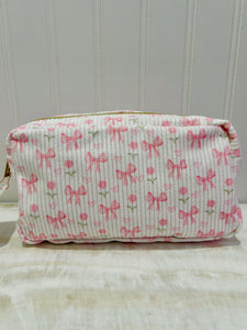Dainty Bows & Flowers Corduroy Makeup Pouch