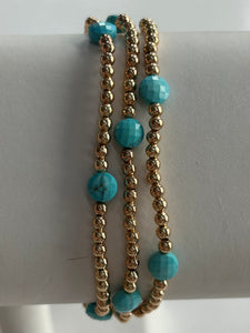 Stone Beaded Stretch Bracelets - Turquoise