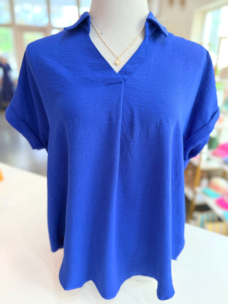Minimal Mood Blouse - Royal Blue