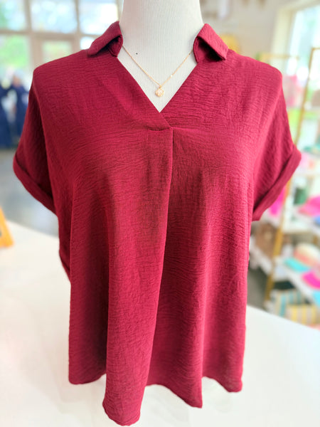 Minimal Mood Blouse - Burgundy