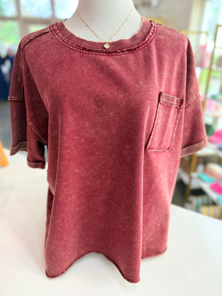 Washed & Worn Tee - Cabernet