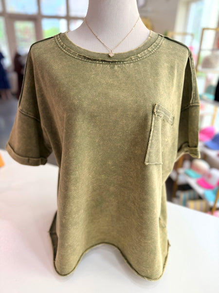 Washed & Worn Tee - Light Olive