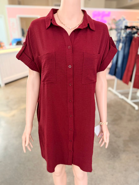 The Sunday Stroll Dress - Burgundy