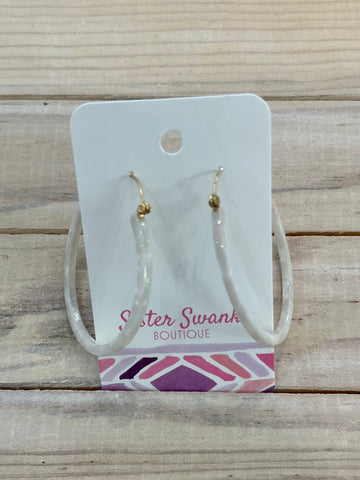 Lightweight Resin Hoop Earrings - White