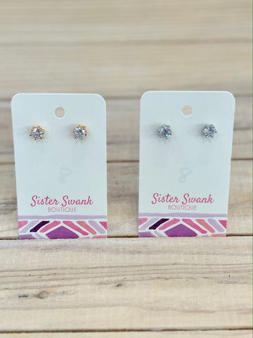 Simple CZ Stud Earrings