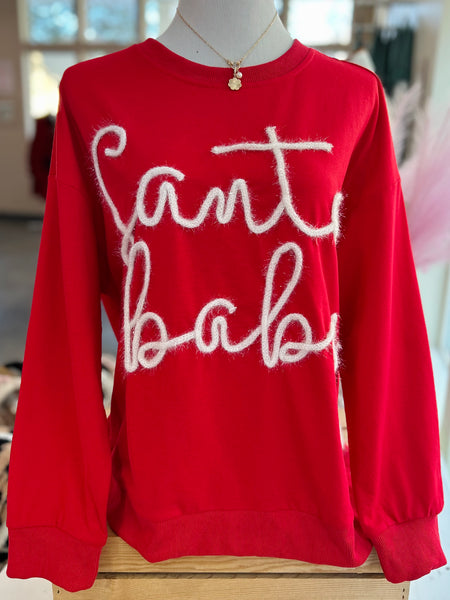 Santa Baby Tinsel Sweatshirt - Red