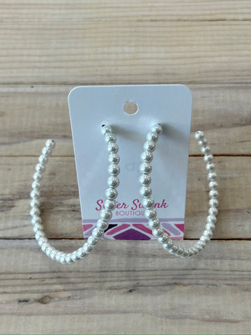 Large Pearl Beaded Hoop Earrings