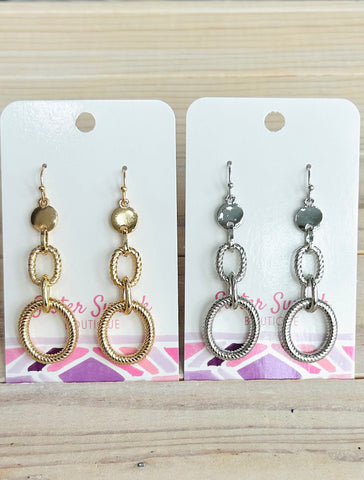 Layered Metal Rope Circle Earrings
