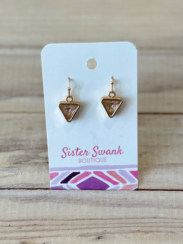 Simple Rhinestone Triangle Drop Earrings
