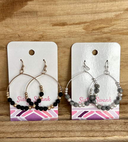 Circular Earring with Semi-Precious Stone Beading