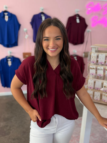 Minimal Mood Blouse - Burgundy