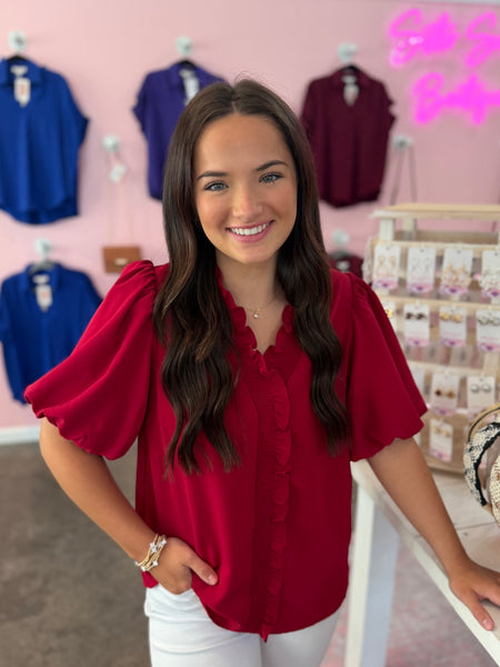 Catching Compliments Blouse - Wine