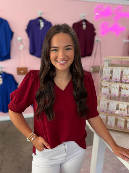 Sweet Bloom Blouse - Burgundy