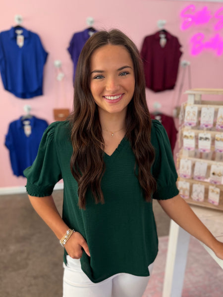 Sweet Bloom Blouse - Hunter Green