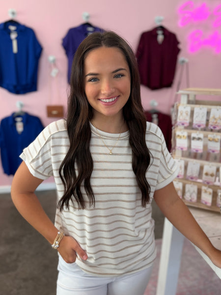 Better in Stripes Top - Mocha