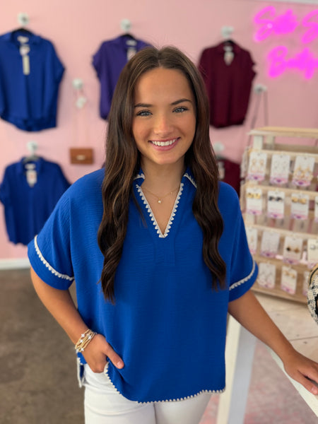 Scalloped Darling Top - Royal Blue