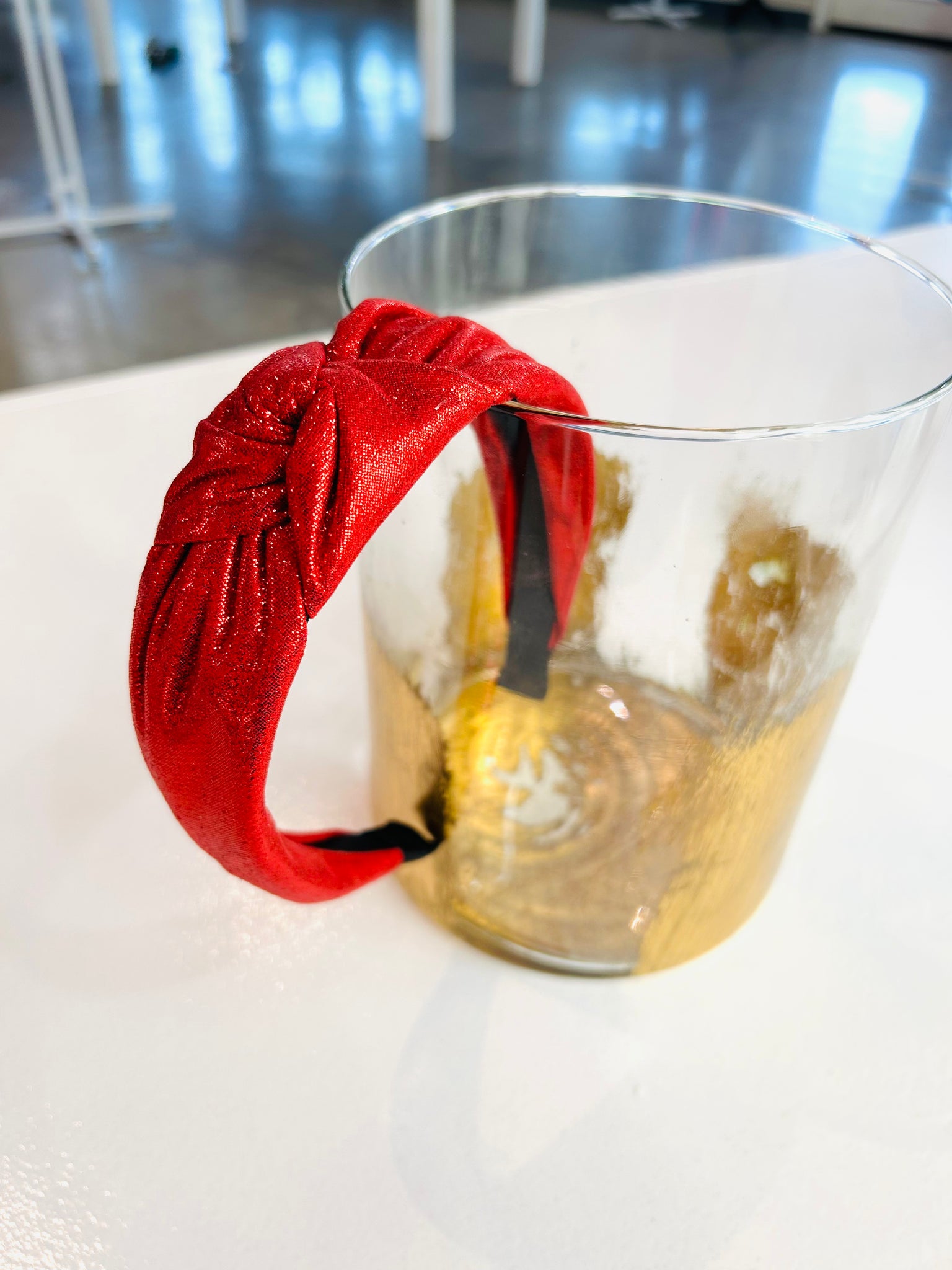 Metallic Knot Headband - Red