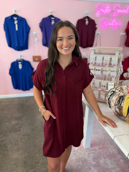 The Sunday Stroll Dress - Burgundy