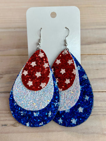 Born In The USA Layered Glitter Earrings