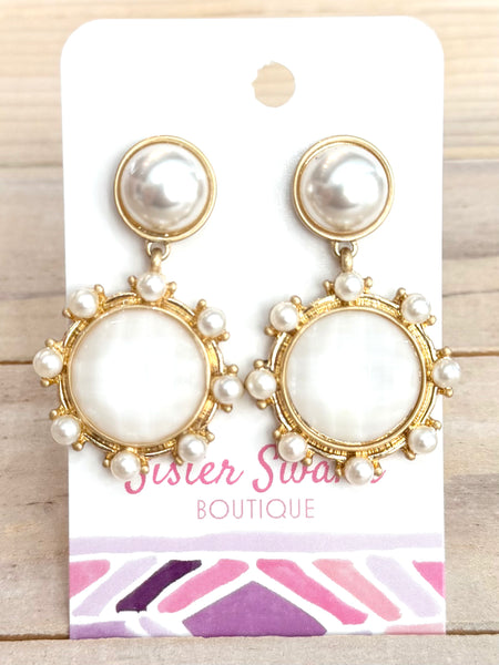 Daisy Drop Earrings - White