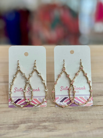 Teardrop Heart Dangle Earrings
