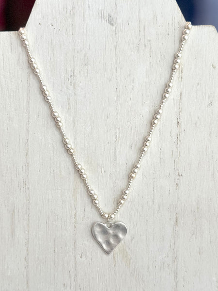 Little Love Beaded Necklace - Silver