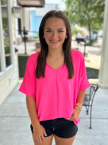 Ray of Sunshine Top - Neon Fuchsia