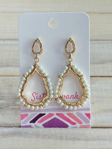 Pear Studded Teardrop Post Earrings