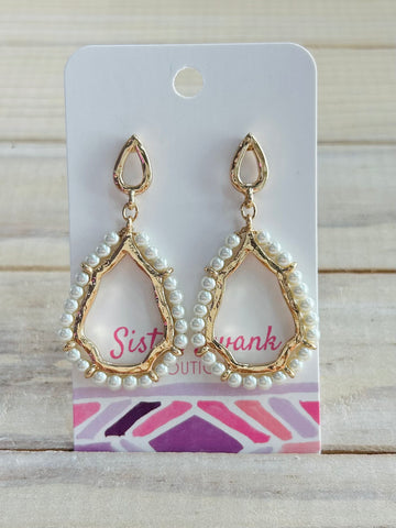 Pear Studded Teardrop Post Earrings