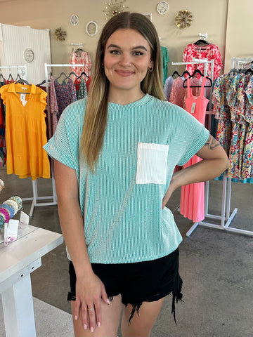 Laid Back Ribbed Top - Blue