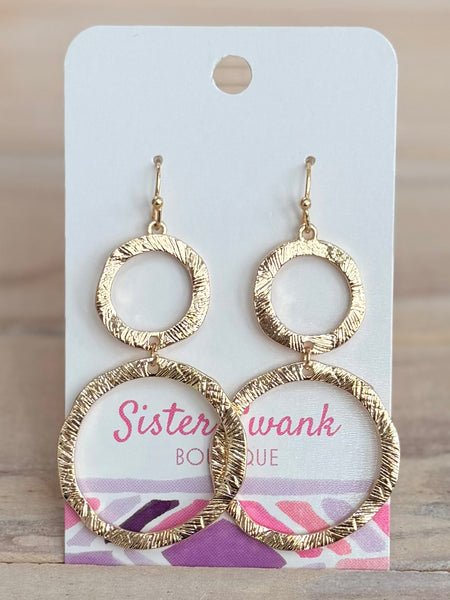 Circle Back Drop Earrings - Gold