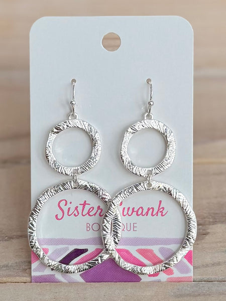 Circle Back Drop Earrings - Silver