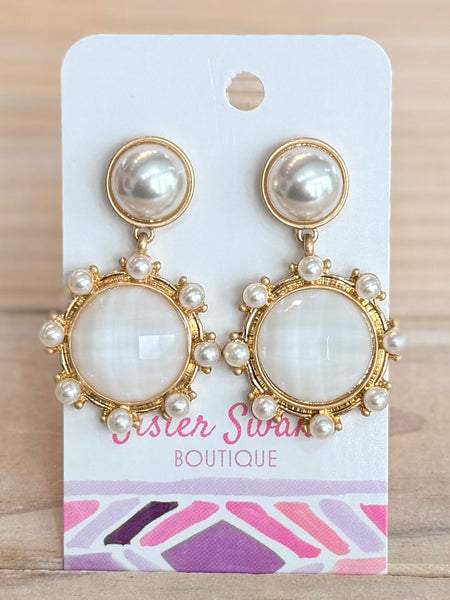 Daisy Drop Earrings - White
