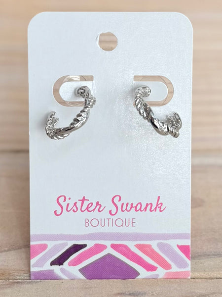Sweet Twist Hoop Earrings - Silver