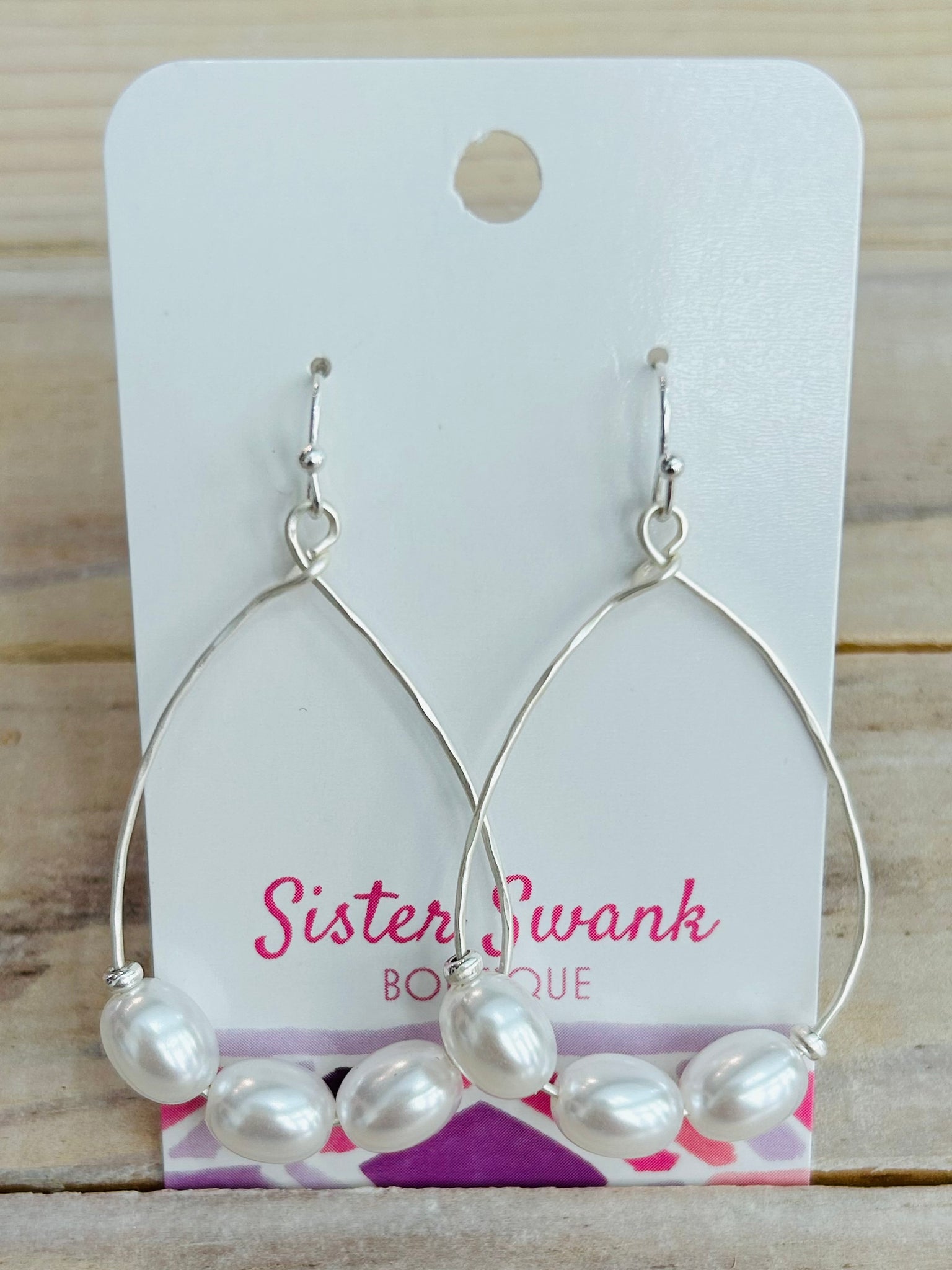 Dainty Metal Teardrop with Pearl Earrings