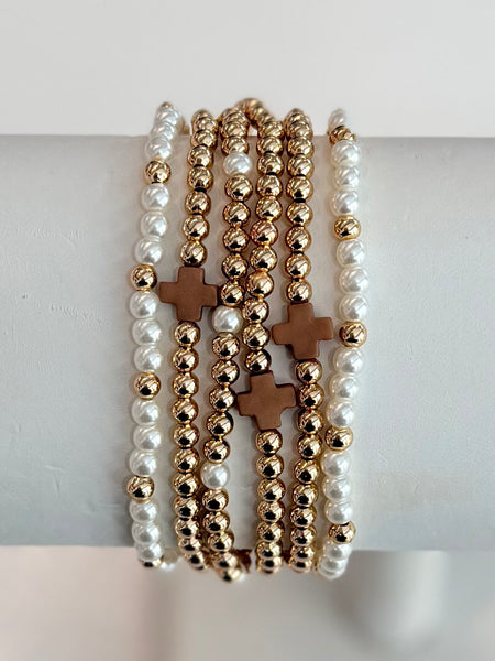 Hope & Grace Bracelet Stack - Brown