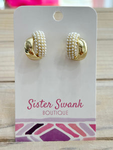 Half Hoop Earrings with Pearls