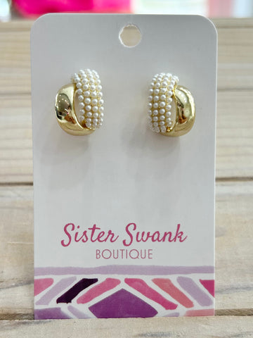 Half Hoop Earrings with Pearls