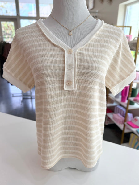 The Perfect Stripe Top - Taupe