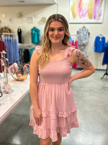 Be a Light Tiered Ruffle Dress - Light Pink
