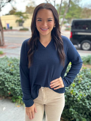 Cloud Comfort Knit Top - Navy