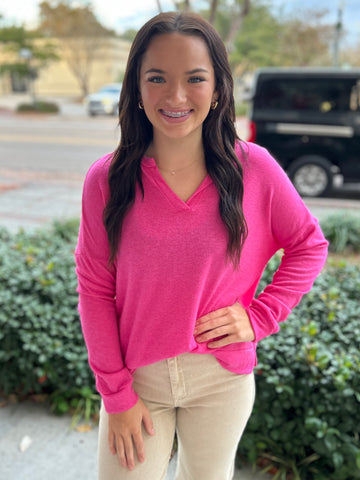 Cloud Comfort Knit Top - Hot Pink