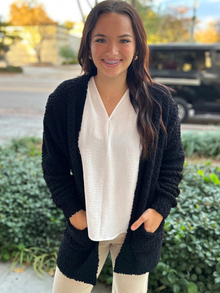 Popcorn Cozy Cardigan - Black