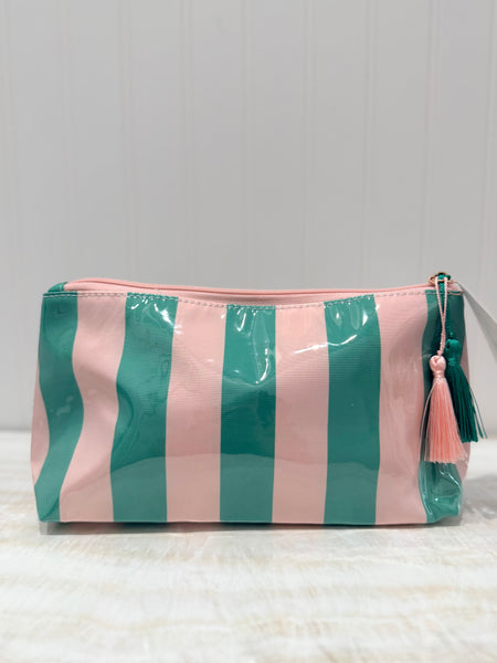 Pretty Stripe Pouch - Green/Pink