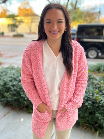 Popcorn Cozy Cardigan - Pink