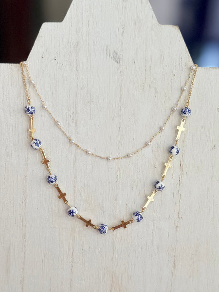 Chinoiserie Cross Layered Necklace