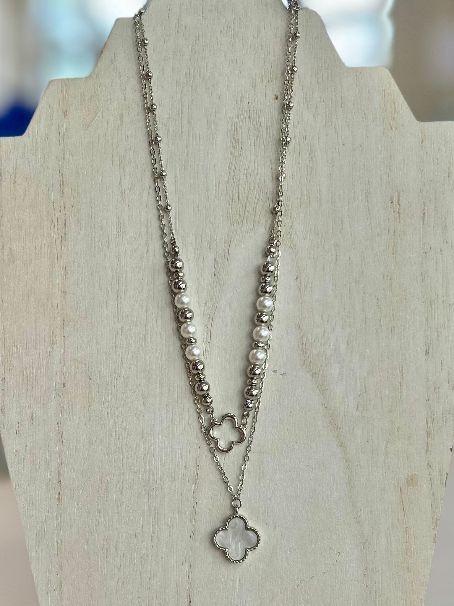 Layered Chain Link Necklace - Silver