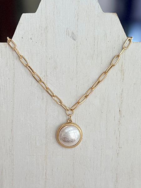 Two-Tone Circle Necklace - Gold