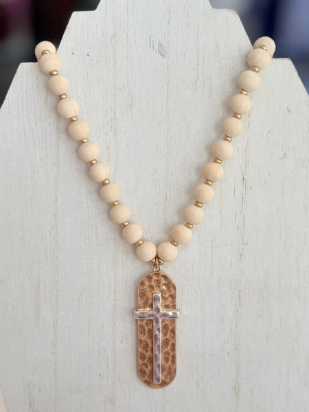 Wood Beaded Necklace - Ivory