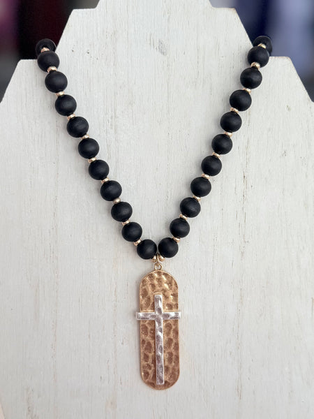 Wood Beaded Necklace - Black